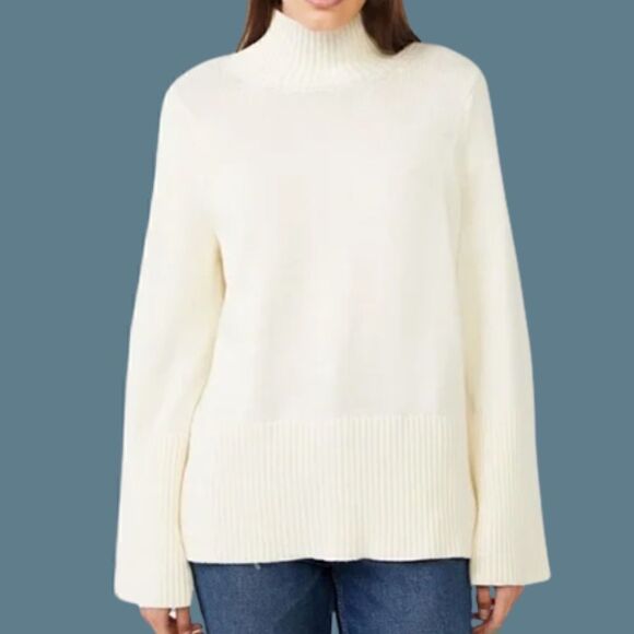 NWOT Free Assembly Oversize Funnel Neck Sweater Ivory Cream Size SMALL - Picture 1 of 11